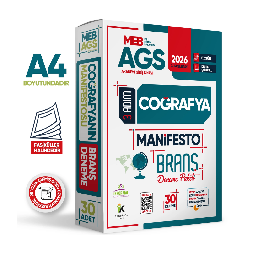 2026 MEB AGS Coğrafya Manifesto Branş Deneme PAKETİ 30lu (30x8) Fasikül SETİ Özgün Dijital Çözümlü İnformal Yayınları 2026 MEB AGS Coğrafya Manifesto Branş Deneme PAKETİ 30lu (30x8) Fasikül SETİ Özgün Dijital Çözümlü İnformal Yayınları