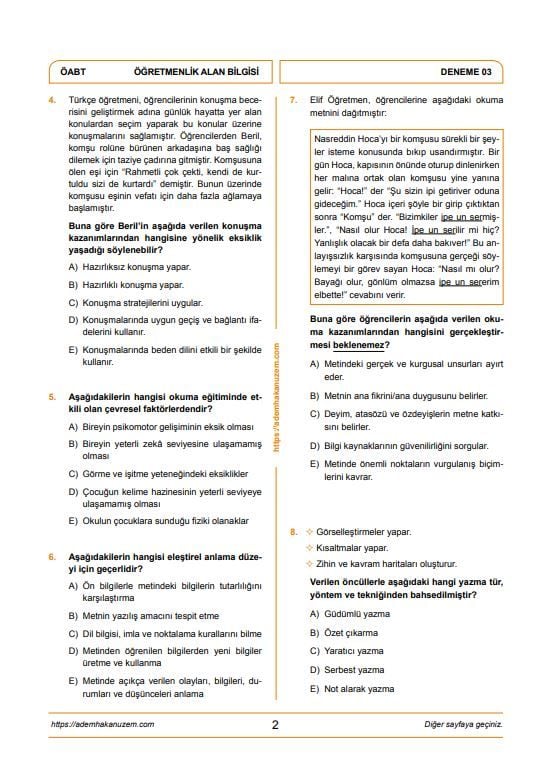 Adem Hakan Uzem 2025 Meb Ags ÖABT Yahya Kemal Türkçe Öğretmenliği Dijital Çözümlü 5 Deneme﻿