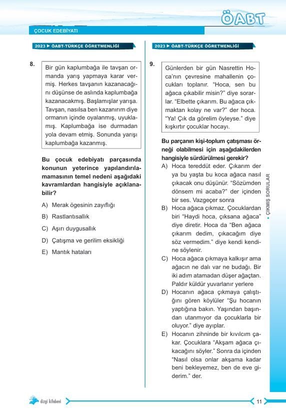 Dizgi Kitap 2026 Meb Ags ÖABT 200 Soruda Çocuk Edebiyatı Türkçe, Sınıf, Okul Öncesi Öğretmenliği Tamamı Video Çözümlü Son 13 Yıl Çıkmış Sorular Umut Tetik