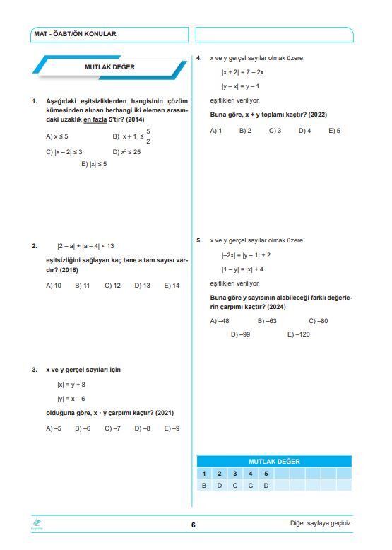 Dizgi Kitap 2026 Meb Ags ÖABT İlköğretim Matematik Öabt'nin Rehberi Konularına Göre Tasnif Edilmiş Son 13 Yıl Orijinal Video Çözümlü Çıkmış Sınav Soruları Dr. Yavuz Hoca 3. Baskı