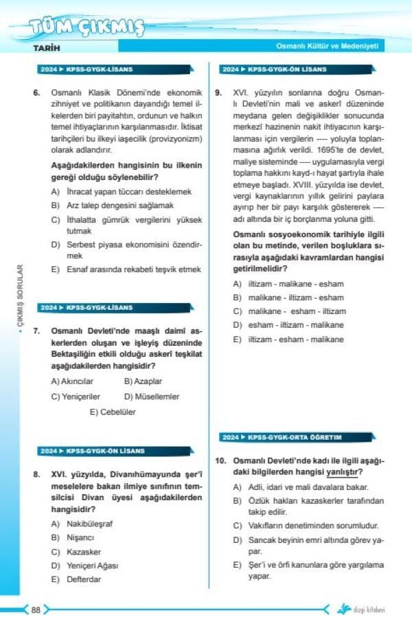 Dizgi Kitap 2026 KPSS AGS Tarih Tüm Sınavlar Tamamı Video Çözümlü Çıkmış Sorular 2. Baskı Zeki Tuğa