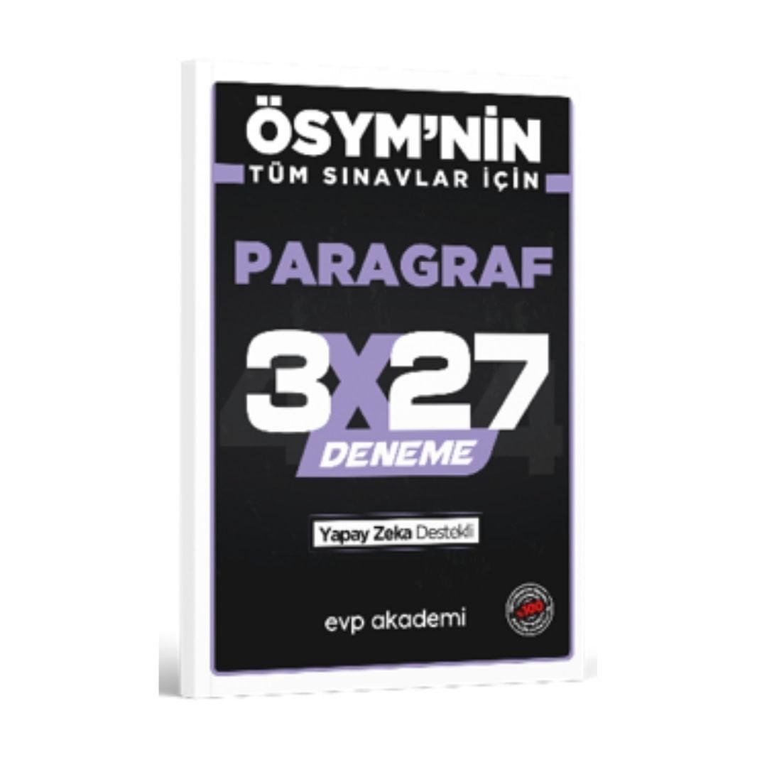 ÖSYM'nin Tüm Sınavlar İçin 3x27 Paragraf Deneme EVP Akademi