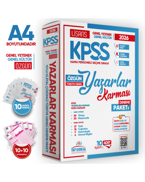 2026 KPSS Lisans GY-GK Yazarlar Karması Türkiye Geneli KURUMSAL 10lu Dijital Çözümlü Deneme Paketi İnformal Yayınları