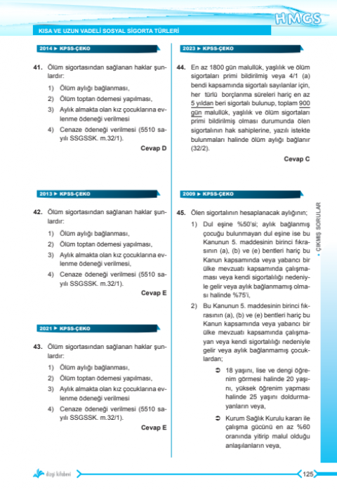Dizgi Kitap 2025 Humes HMGS Sosyal Güvenlik Hukuku Tamamı Çözümlü Orijinal Çıkmış Sorular
