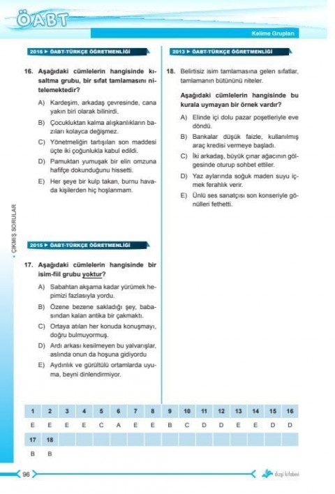 Dizgi Kitap 2026 Meb Ags ÖABT Türkçe, Türk Dili ve Edebiyatı, Sınıf Öğretmenliği Konularına Göre Tasnif Edilmiş Dil Bilgisi Tamamı Video Çözümlü Son 13 Yıl Çıkmış Sorular Fatih Bedir