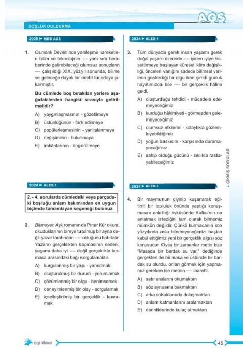 Dizgi Kitap 2026 MEB AGS Tamamı Video Çözümlü Sözel Yetenek Çıkmış Sorular 2. Baskı Gizem Ural
