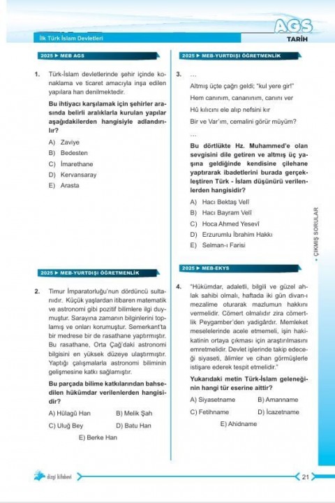 Dizgi Kitap 2026 MEB AGS Tamamı Video Çözümlü Tarih Çıkmış Sorular 3. Baskı Selami Yalçın