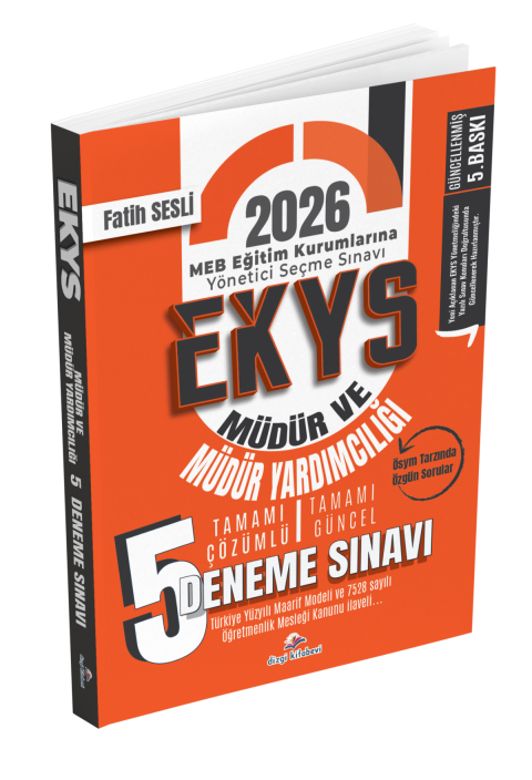Dizgi Kitap 2026 MEB EKYS Müdür ve Müdür Yardımcılığı Tamamı Çözümlü 5`li Deneme Fatih Sesli 5. Baskı