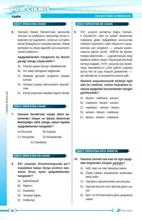 Dizgi Kitap 2026 KPSS AGS Tarih Tüm Sınavlar Tamamı Video Çözümlü Çıkmış Sorular 2. Baskı Zeki Tuğa
