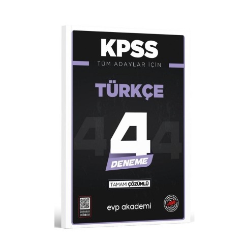 KPSS Tüm Adaylar İçin Türkçe 4 Deneme Tamamı Çözümlü EVP Akademi